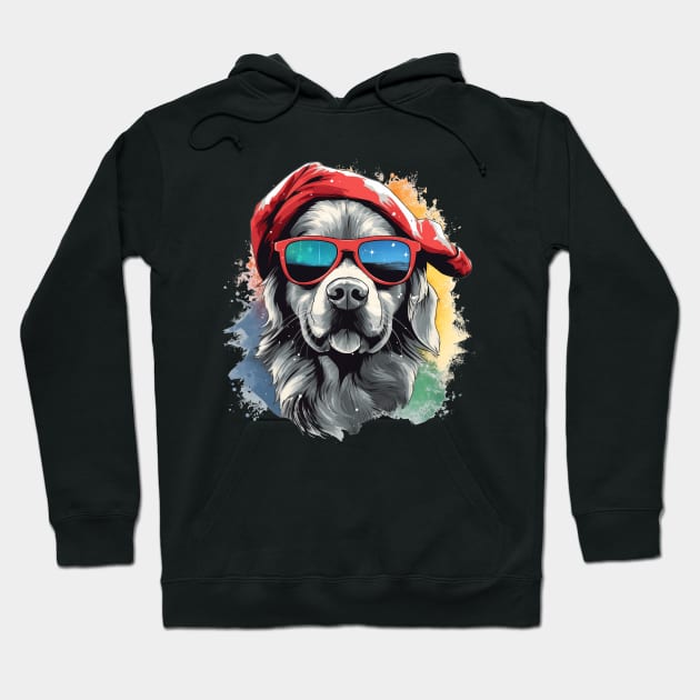 Magical Christmas Golden Retriever in the snow: cute four-legged friend with festive hat Hoodie by MLArtifex